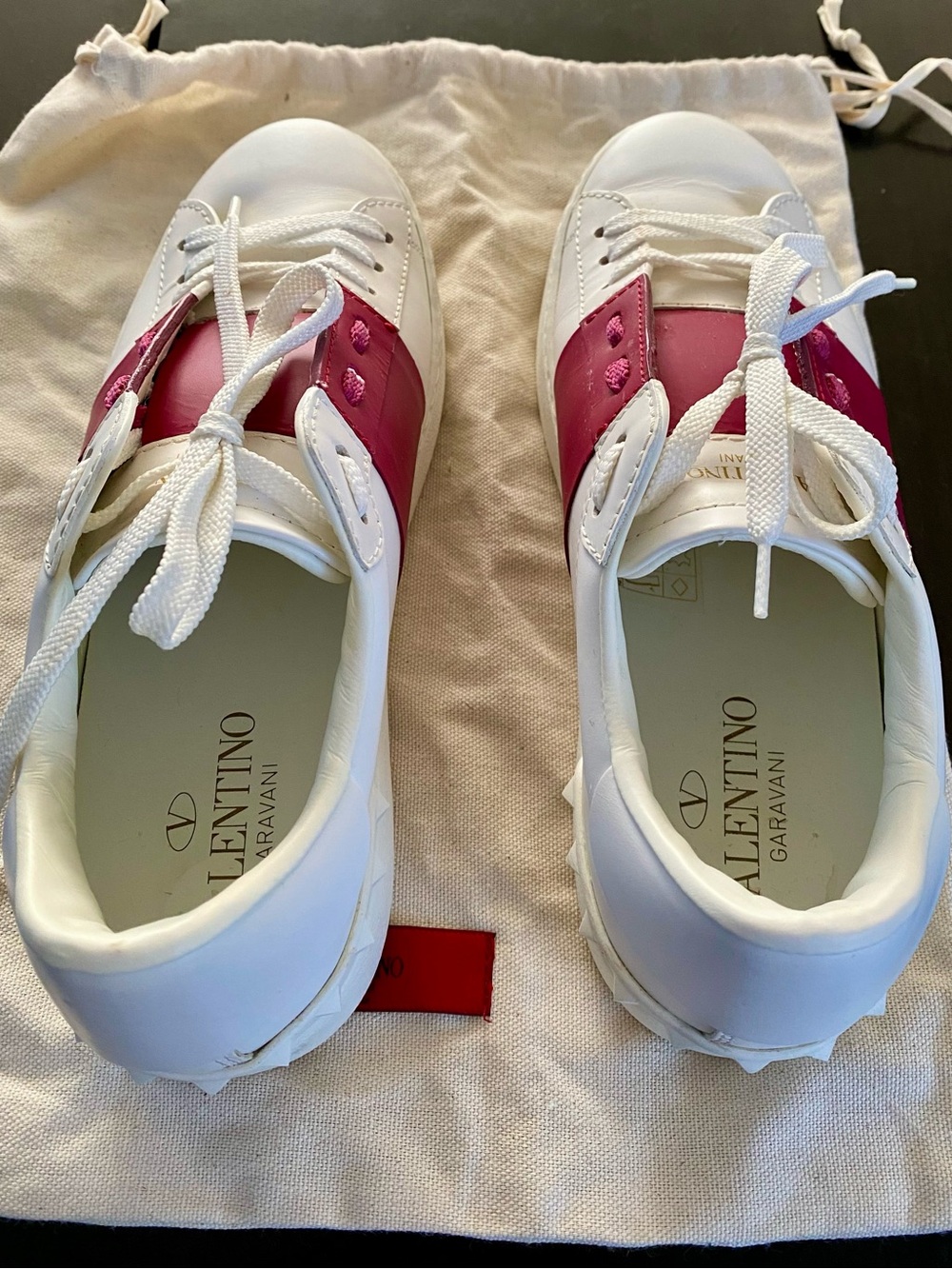 Valentino Garavani White Sneakers with Red Band